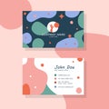 Flat beauty salon horizontal business card template. Creative vector illustration with abstract shapes background. Elegant design Royalty Free Stock Photo