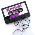 Revival disco music musical genres audio tape label Royalty Free Stock Photo