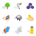Revival icons set, isometric style