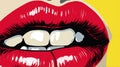 Revivalist Pop Art: Bold And Shiny Lips Illustration Royalty Free Stock Photo