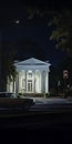 Reviving Neoclassicism: A Hyper-detailed Nighttime Portrait Of A White Painted Building Royalty Free Stock Photo