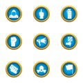 Revolt icons set, flat style Royalty Free Stock Photo