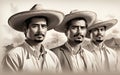 Revolucion Mexicana, Revolucion of Mexico, happy mexicans background, banner with copy space text,