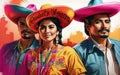 Revolucion Mexicana, Revolucion of Mexico, happy mexicans background, banner with copy space text, Royalty Free Stock Photo