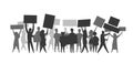 Revolution crowd silhouette. Protest flags propaganda demonstration audience football soccer fans Vector strike people