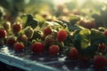 A Revolution in Farming: Hydroponic Strawberries Deliver Fresh, Red Fruits. Generative Ai