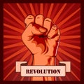 Revolution fist creative poster concept.