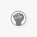 Revolution fist logo design, hand clenched sticker icon