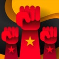 Revolution flat. Social network vector. White background. Revolution poster, fist hand. Flat style