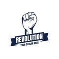 Revolution illustration for poster design. Clenched fist hand vector silhouette Royalty Free Stock Photo