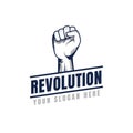 Revolution illustration for poster design. Clenched fist hand vector silhouette Royalty Free Stock Photo