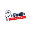 Revolution illustration for poster design. Clenched fist hand vector silhouette Royalty Free Stock Photo