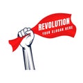 Revolution illustration for poster design. Clenched fist hand vector silhouette Royalty Free Stock Photo