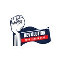 Revolution illustration for poster design. Clenched fist hand vector silhouette Royalty Free Stock Photo