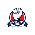 Revolution illustration for poster design. Clenched fist hand vector silhouette Royalty Free Stock Photo