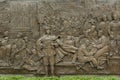 Revolution monument relief at People`s square in Shanghai