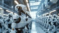 Revolutionary futuristic robotics assembly line utilizing humanoid robots and automated systems for industrial