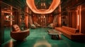 Sage Green Rust Orange Futuristic Luxury Interiors by Steven Meisel