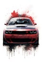 Revolutionary Red. A Abstract Interpretation of a Dodge Challenger SRT Hellcat Redeye Royalty Free Stock Photo