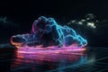 Revolutionizing Data Usage: 3D Rendering of Neon Cloud with Flowing Data