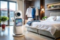 Revolutionizing Hotel Guest Experience Introducing the Automated Laundry Delivery Robot for Effortless Convenience and Royalty Free Stock Photo