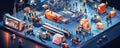 Revolutionizing Industry An Isometric Illustration of Automation and Industry 4.0