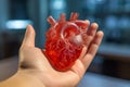 Revolutionizing Medicine: Studio Shot of 3D Printed Human Heart Medical Concept, Generative AI