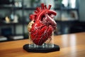 Revolutionizing Medicine: Studio Shot of 3D Printed Human Heart Medical Concept, Generative AI