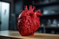 Revolutionizing Medicine: Studio Shot of 3D Printed Human Heart Medical Concept, Generative AI