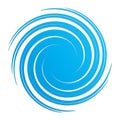 Revolved whirlpool, whirlwind design element. Radial shape with rotation, gyre effect. Curvy burst lines