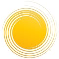Revolved whirlpool, whirlwind design element. Radial shape with rotation, gyre effect. Curvy burst lines