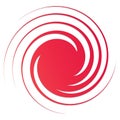 Revolved whirlpool, whirlwind design element. Radial shape with rotation, gyre effect. Curvy burst lines