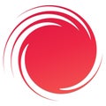 Revolved whirlpool, whirlwind design element. Radial shape with rotation, gyre effect. Curvy burst lines