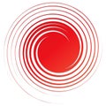 Revolved whirlpool, whirlwind design element. Radial shape with rotation, gyre effect. Curvy burst lines