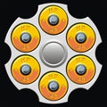 Revolver cylinder with six bullets Royalty Free Stock Photo
