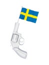 Revolver with a flag of Sweden.