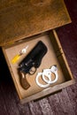 38 Revolver Gun Holster Desk Drawer Key Handcuffs Restraints