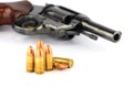 Revolver handgun and bullets Royalty Free Stock Photo