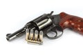 Revolver handgun and bullets Royalty Free Stock Photo