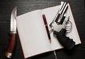 Revolver and hunting knife Royalty Free Stock Photo
