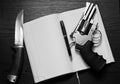 Revolver and hunting knife Royalty Free Stock Photo