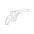 Revolver, nagan continuous line drawing. One line art of weapon, gas pistol, firearms, weapons for police and self Royalty Free Stock Photo