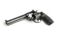 Black revolver with open gun drum and isolated on a white background Royalty Free Stock Photo