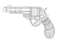 Revolver pistol coloring book vector illustration