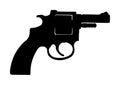 Revolver Pistol Gun Icon Vector Illustration isolated on white background. Risk in conflict situation. police and military weapon. Royalty Free Stock Photo