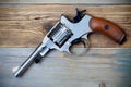 Revolver pistol with the hammer cocked