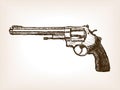 Revolver pistol sketch style vector illustration Royalty Free Stock Photo