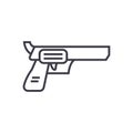 Revolver, pistol vector line icon, sign, illustration on background, editable strokes Royalty Free Stock Photo