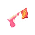 Revolver shooting out red flag icon Royalty Free Stock Photo