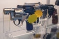 Revolvers on the store counter close up Royalty Free Stock Photo